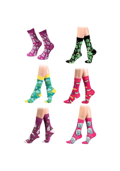 Ozzy Socks Kadın Çok Renkli Desenli Çorap 6'lı Beyaz
