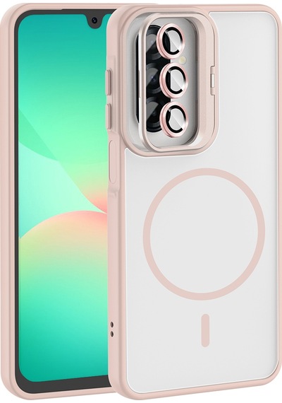 Galaxy Uyumlu A17 Kılıf Standlı Ve Kamera Lens li Mkst Etro Kapak - Gri Gri