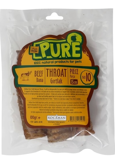 Delibon Pure Köpek için Dana Kurutulmuş Gırtlak 15 CM 100 G