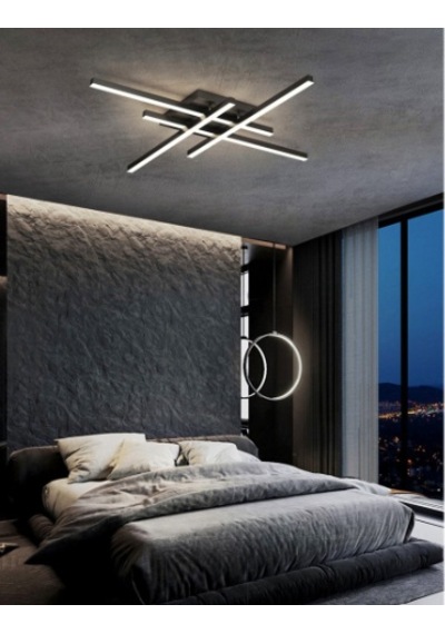 Siyah Led Tavan Lambası 3000K Sarı Işık Avize Modern Aydınlatma