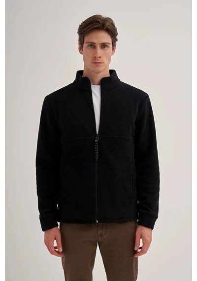 Cazador Caz 5127 Dik Yk. Polar Sweat Hırka Siyah Siyah
