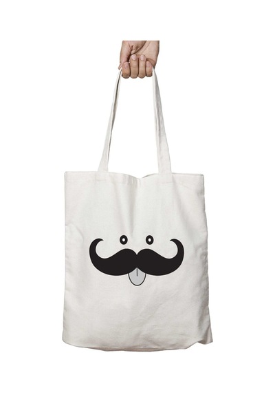 Art Hediye Moustachio İki Tarafı Kalıcı Baskılı Yıkanabilir Okul Plaj Omuz Bez Çantası Çok Renkli