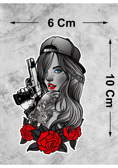 Mafya Gangster Mavi Gözlü Kız Sticker - Araba Oto Motosiklet Karavan Cam Araç Bavul Laptop Sticker - 00156 10X6 Cm