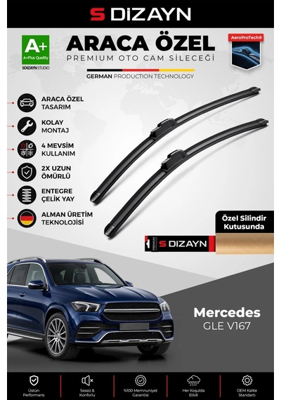 S-dizayn Mercedes Gle V167 Ön Cam Silecek Seti 2019 Üzeri Premium Araca Özel 65-55 Cm A+ Kalite Aocs