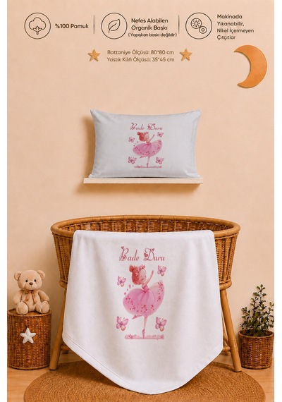 Pia Baby Kız Bebek Hastane Çıkışı 11 Parça %100 Pamuk Kişiye Özel İsimli Organik Baskılı Set 1025110x Ekru