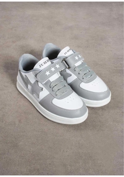 Outlet Ayakkabı Deposu Unisex Çocuk Spor Ayakkabı Beyaz - Gri