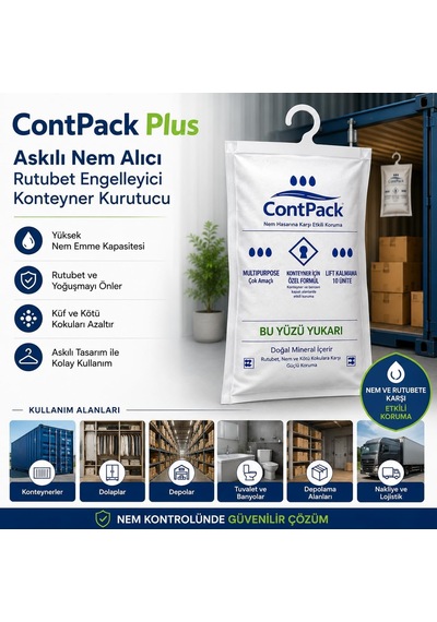 Contpack Plus Askılı Nem Alıcı Rutubet Engelleyici Konteyner Kurutucu 2'li -760 Gr Ac Askılı Tip 190x4 Diğer