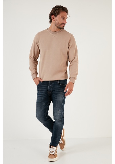 Buratti Pamuklu Relaxed Fit Bisiklet Yaka Erkek Sweat 5905453 Vizon