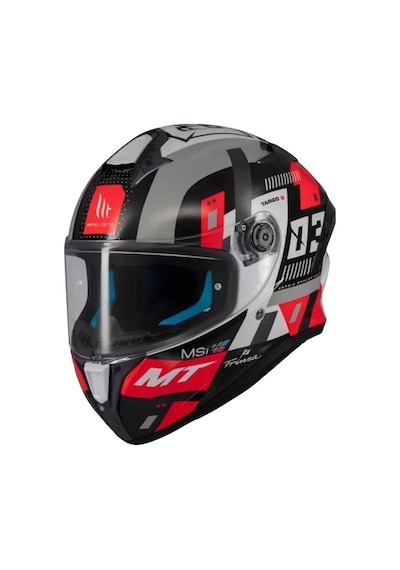Mt Helmets Targo S Sergio Garcia B5 Kapalı Motosiklet Kaskı Gri Kırmızı