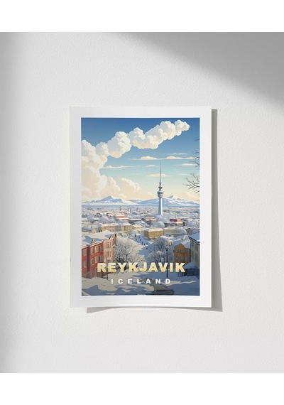 Çerçevesiz Poster Reykjavik Kış Güzelliği