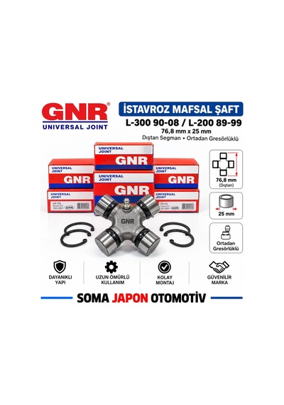 İstavroz Mafsal Şaft L-300 90-08 / L-200 89-99 76,8mm X 25mm Dıştan Segman Ortadan Gresörlüklü Gnr Un-105