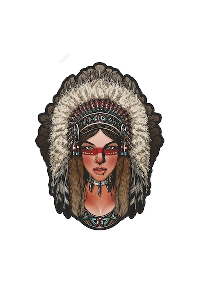 Kızılderili Kadın Sticker 14Cm