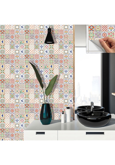 Tink Kendinden Yapışkanlı Modern Karo Desenli Pvc Karo 30x30 Cm