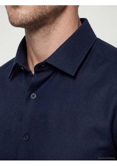 Lcw Busıness Lacivert Slim Fit Armürlü Erkek Gömlek