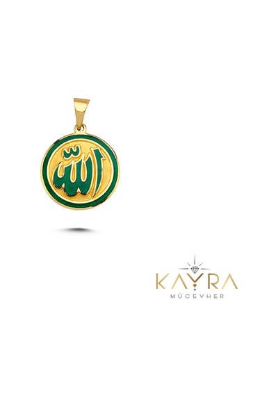 Kayra Mücevher Allah Yazılı Mineli Altın Kolye Ucu Ah92