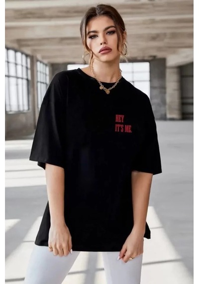 Dogutrend Unisex Baskılı Oversize T-shirt - Siyah