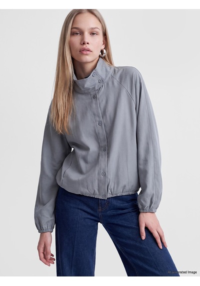 Lcw Vision Yeşil Dik Yaka Oversize Kadın Ceket