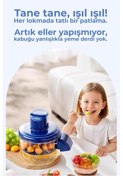 Robo Şarjlı Meyve Sebze Sarımsak Soyucu Lacivert