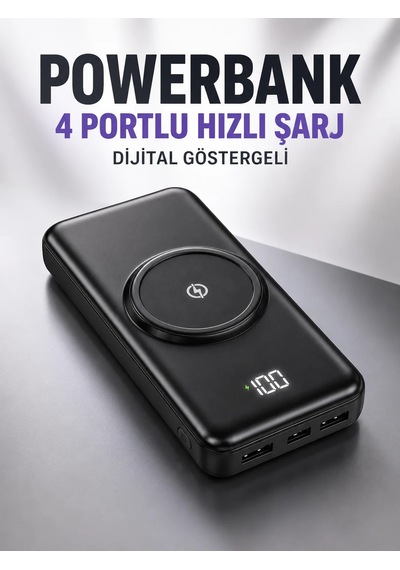 10.000 Mah Powerbank 4 Portlu Hızlı Şarj Dijital Göstergeli Siyah 27052047