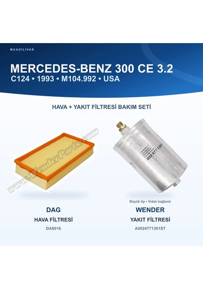 Mercedes Benz 124 C124 Hava+yakıt Filtre Bakım Seti
