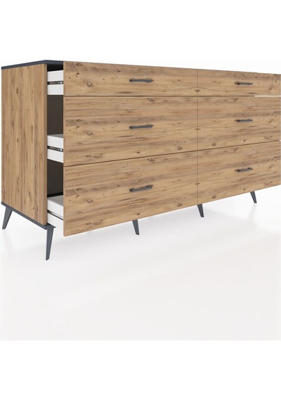 Kronos Konsol 6 Çekmeceli 176x59x99 Çam-antrasit/çam Antrasıt/atlas Çam - Atlas Çam