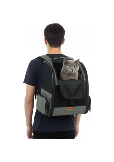 Airmove Premium Kedi Köpek Taşıma Çantası, Silinebilir, Yırtılmaz Fileli, Bükülmez Gövde, Sırt Çantası Tipi Gri