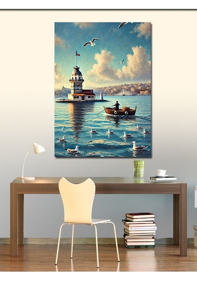Kanvas Tablo Kız Kulesi Ve Deniz 50cmx70cm