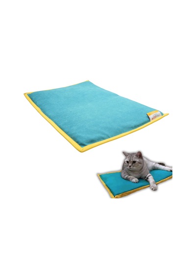 Serin 60x40cm - 4 Mevsim Kedi/köpek Matı, Sıcak Veya Soğuk Kullanılabilen Minder Yatak Petrol