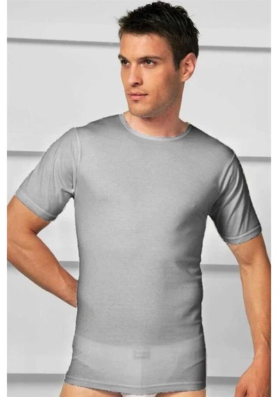 Angbutik Erkek Pamuklu Kısa Kol Geniş Yaka Klasik Fanila T-shirt Siyah