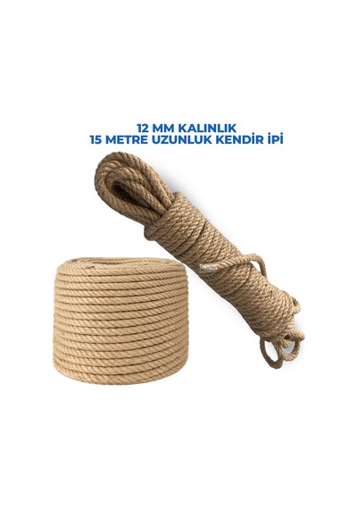 12 Mm Kalınlığında 15 Metre Uzunluğunda Doğal Jüt Halat Dayanıklı Dekoratif Ve Çok Amaçlı Halat İp