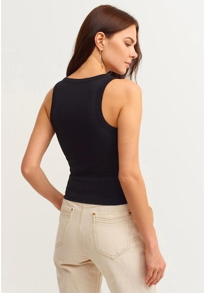 Refox Kadın 2'li Paket Fitilli Halter Yaka Örme Atlet T-shirt