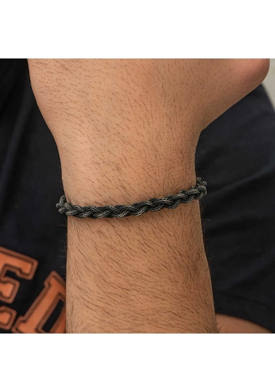 Gümüş Kazaziye Örgü Bileklik Sl2144