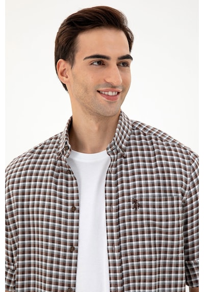 U.s. Polo Assn. Erkek Kahverengi Gömlek Desenli 50296628-vr029 Kahverengi