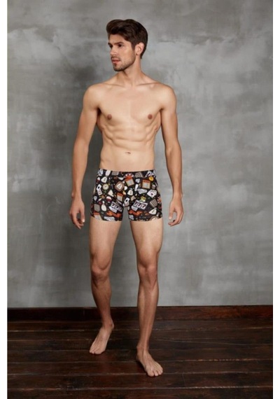 Doreanse Erkek Modal Kıbrıs Desen Baskılı Uzun Paça Boxer 1817-Kıbrıs Çok Renkli