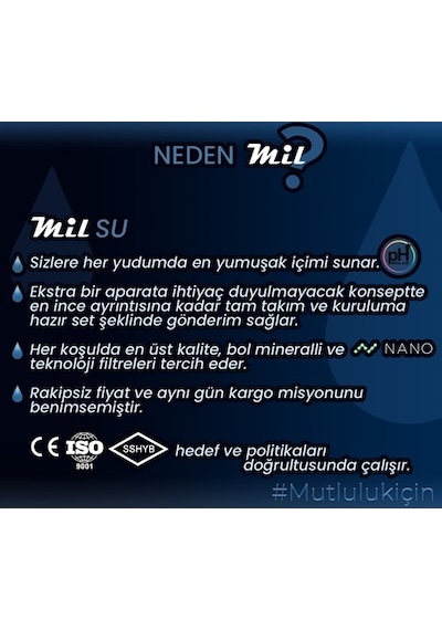 Mil Su Açık Kasa Su Arıtma Cihazı Filtresi 3Lü Ön Filtre Seti