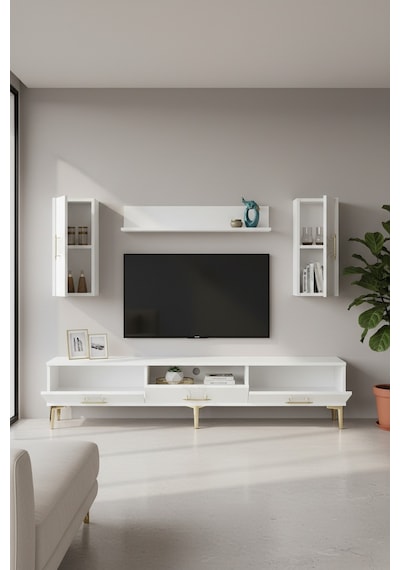 Tvr1832bg Slim Tv Ünitesi Takımı Beyaz-gold 180cm