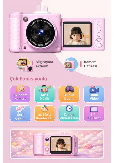 1080p Hd Video Ve 48mp Çözünürlüklü Döner Ekranlı Hem Eğlence Hem Yaratıcılık 8x Zoom & Hd Video Kayıt