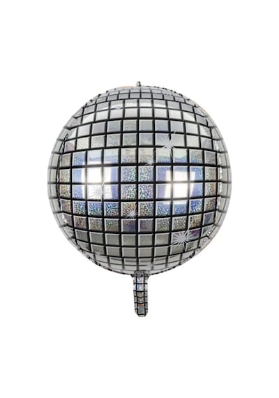 4d Buyuk Boy Gumus Disco Kure Folyo Balon 22" Inc Genel