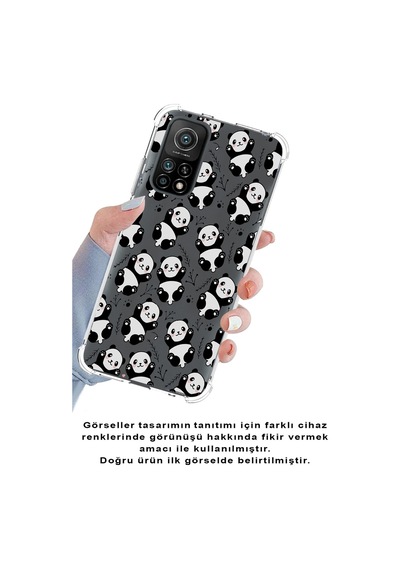 Xiaomi Poco F2 Pro Köşe Korumalı Antişok Kapak Panda Tasarımlı Şeffaf Silikon Kılıf