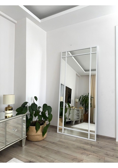 Effe 180x80 Cm Beyaz Metal Çerçeveli Dekor Ayna