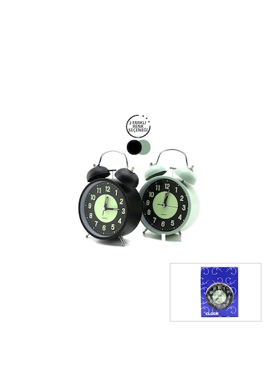 Lunaev Alarm Clock No-847 Yuvarlak Masa Çalar Saat Metal Kasa Renkli Pilli - Işıklı - Fosforlu Çap: .