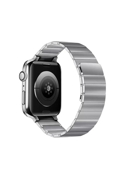 Apple Watch 38mm Kr404 Huks Kordon - Gümüş Ahşap