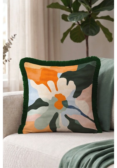 Soyut Çiçek Dekoratif Saçaklı Yastık Kılıfı-sanatsal Floral Boho Yeşil Siyah Püsküllü Kırlent Kılıfı Gizli Rota Ritüel Soyut Çiçek Dekoratif Saçaklı Yastık Kılıfı-sanatsal Floral Boho Yeşil Siyah Püsküllü Kırlent Kılıfı Gizli Rota Ritüel