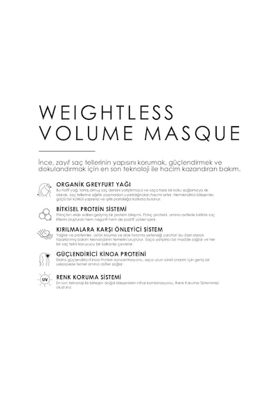 Weıghtless Volume Masque 500 Ml Tüm Saç Tipleri İçin Hacimlendirici Bakım Maskesi