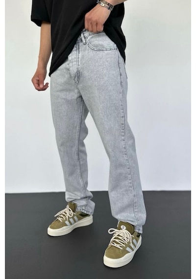 Baggy Bol Kalıp Gri Renk Kot Pantolon Gri