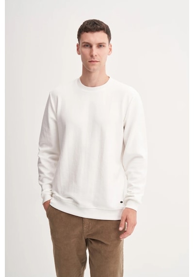 Cazador Premium Ince Desenli Jakar Viskon Karışımlı Regular Fit Sweatshirt Ekru 53520 Ekru