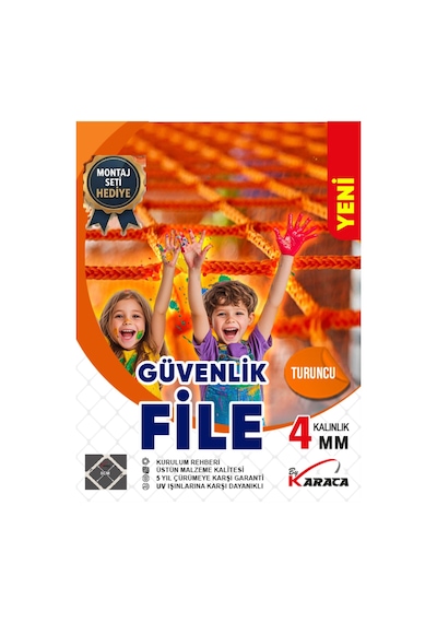 Turuncu Güvenlik File 2.5x8 M 4mm Kalın İp, 5x5cm Göz Aralığı