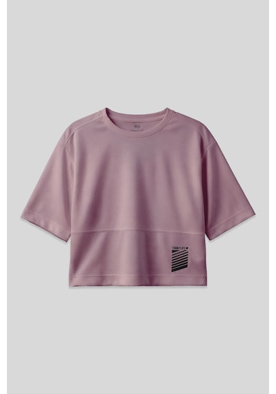 Tommy Life Gül Kurusu Polyester Nefes Alan Dokulu İnce Esnek Oversize Fit Performans Kadın T-shirt - 97284 Gül Kurusu