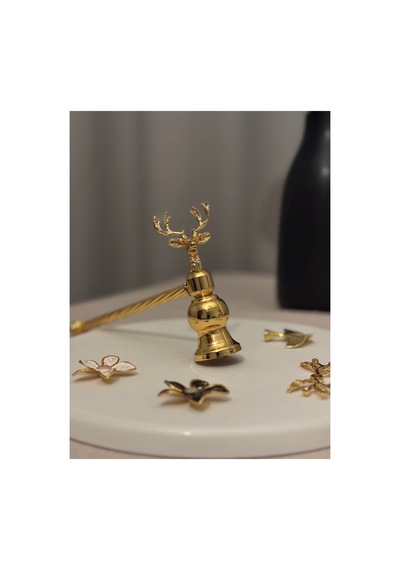 Dekoratif Geyik Figürlü Gold Mum Söndürücü Obje Altın - 805652324 Altın