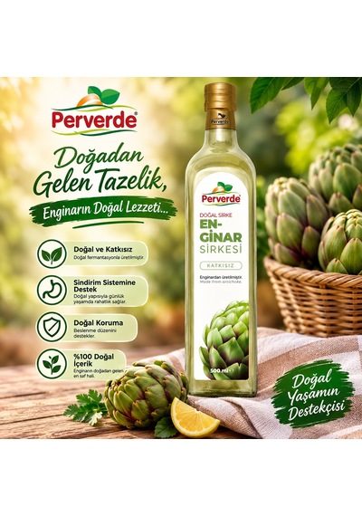 Perverde Enginar Sirkesi Cam 500 ML